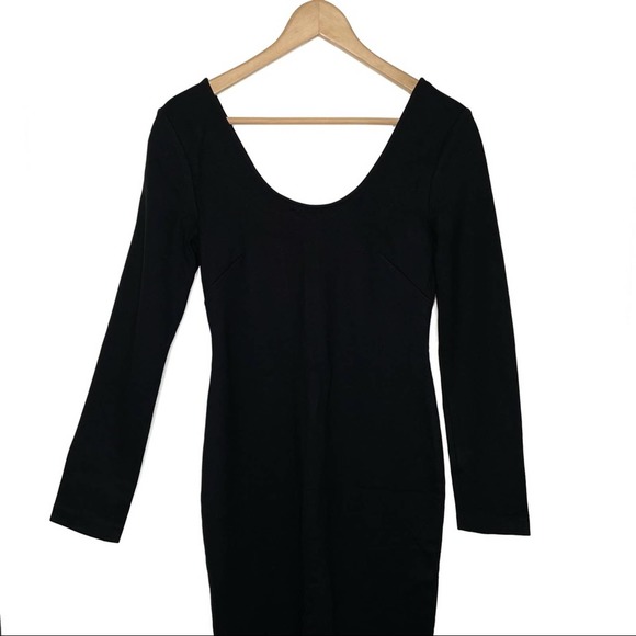 L'agence Long Sleeves Bodycon Dress Scoop Neck Black Color Dress S - Picture 2 of 10